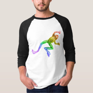 SlipperyJoe's regenboogkleurige kikker weergegeven T-shirt