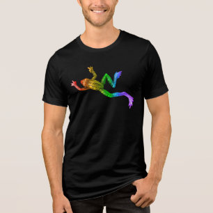 SlipperyJoe's regenboogkleurige kikker weergegeven Tri-Blend Shirt