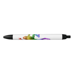 SlipperyJoe's regenboogkleurige kikker weergegeven Zwarte Inkt Pen