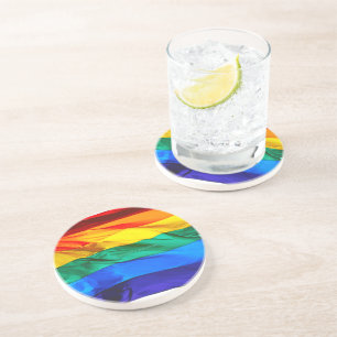 SlipperyJoe's Regenboogvlag voor Gay Pride zwaai t Zandsteen Onderzetter