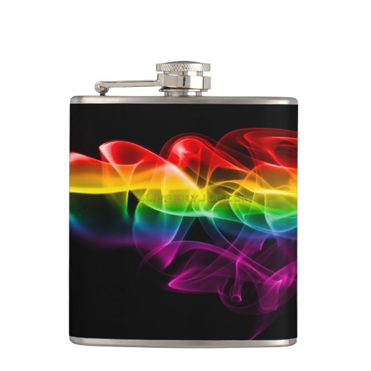 SlipperyJoe's rook viert levendige regenboogkleure Heupfles (Voorkant)