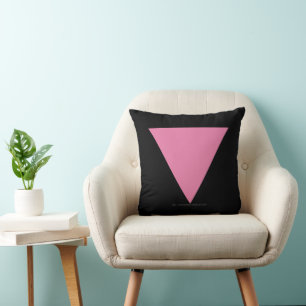 SlipperyJoe's roze driehoekige vlag helder roze sy Kussen