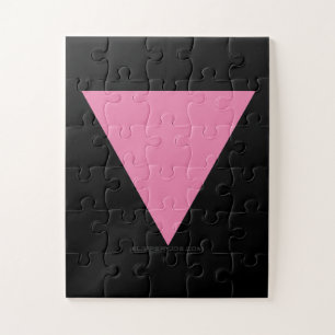 SlipperyJoe's roze driehoekige vlag helder roze sy Legpuzzel