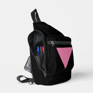 SlipperyJoe's roze driehoekige vlag helder roze sy Sling Bag