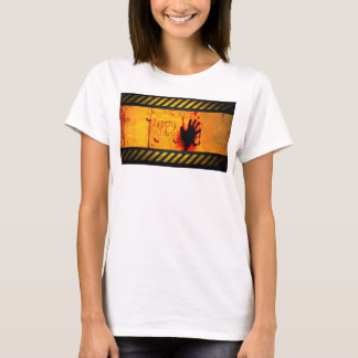 SlipperyJoe's ruwe Happy Halloween grafische jagge T-shirt