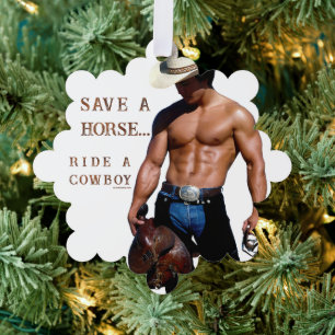 SlipperyJoe's Save a horse Ride A Cowboy pet muscu Ornament Kaart