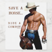 SlipperyJoe's save horse ride rietje cowboy pet mu Wijn Etiket (Enkel label)