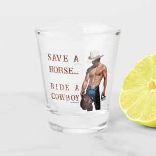 SlipperyJoe's save paard rijden strohoed cowboyhoe Shot Glas