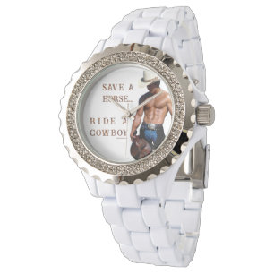 SlipperyJoe's save paard rijden strooien cowboyhoe Horloge