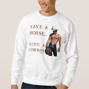 SlipperyJoe's save paard rijden strooien cowboyhoe Trui