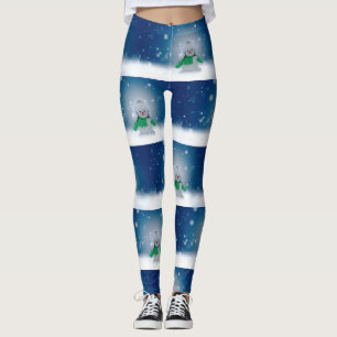 SlipperyJoe's schattige kerst-sneeuwmannenpersonag Leggings