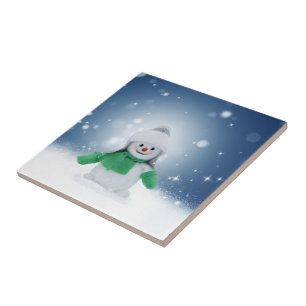 SlipperyJoe's schattige kerst-sneeuwmannenpersonag Tegeltje