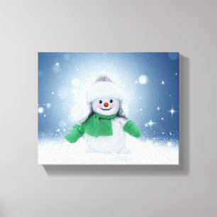 SlipperyJoe's schattige Kerstman-sneeuwmannetje Canvas Afdruk