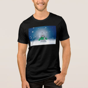 SlipperyJoe's schattige Kerstmis-sneeuwmannenperso Tri-Blend Shirt