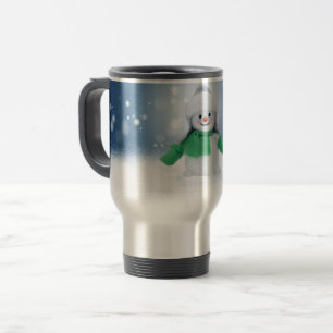 SlipperyJoe's schattige Kerstmis-sneeuwmannetje Reisbeker