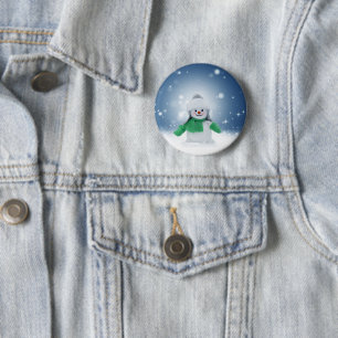 SlipperyJoe's schattige Kerstmis-sneeuwmannetje Ronde Button 5,7 Cm