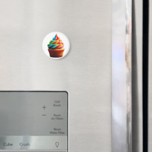 SlipperyJoe's schitterende regenboogcupcake met to Magneet