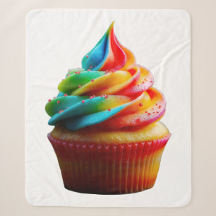 SlipperyJoe's schitterende regenboogcupcake met to Sherpa Deken