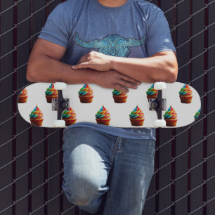 SlipperyJoe's schitterende regenboogcupcake met to Skateboard