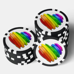 SlipperyJoe's sculpturale driedimensionale hart b Poker Chips