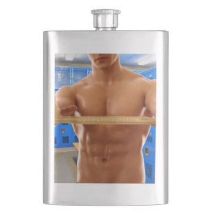 SlipperyJoe's shirtloze gespierde man abs borst sc Flacon