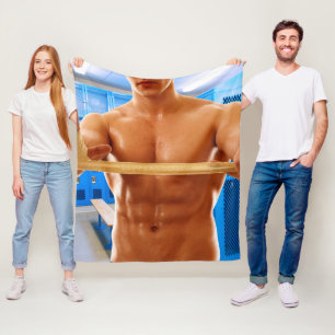 SlipperyJoe's shirtloze gespierde man abs borst sc Fleece Deken