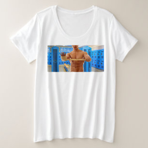 SlipperyJoe's shirtloze gespierde man abs borst sc Grote Maat T-shirt