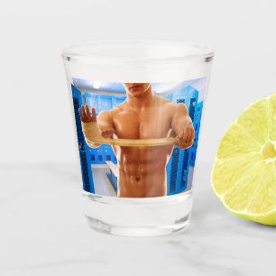 SlipperyJoe's shirtloze gespierde man abs borst sc Shot Glas