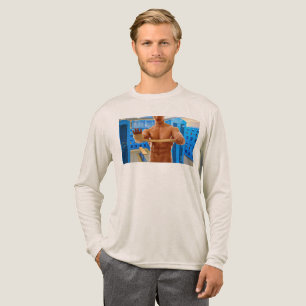 SlipperyJoe's shirtloze gespierde man abs borst sc Tri-Blend Shirt