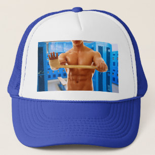 SlipperyJoe's shirtloze gespierde man abs borst sc Trucker Pet