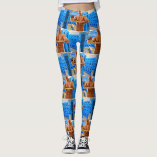 SlipperyJoe's shirtloze gespierde man abs borst sh Leggings