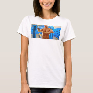 SlipperyJoe's shirtloze gespierde man abs borst sh T-shirt