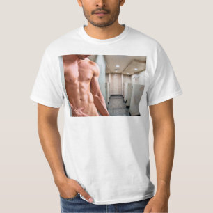 SlipperyJoe's shirtloze gespierde mannelijke torso T-shirt