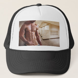 SlipperyJoe's shirtloze gespierde mannelijke torso Trucker Pet