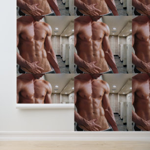 SlipperyJoe's shirtloze gespierde mannen torso six Behang