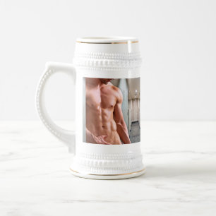 SlipperyJoe's shirtloze gespierde mannen torso six Bierpul