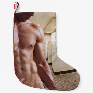 SlipperyJoe's shirtloze gespierde mannen torso six Kleine Kerstsok
