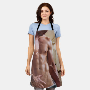 SlipperyJoe's shirtloze gespierde mannen torso six Schort