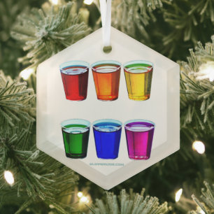 SlipperyJoe's shotglazen zes kopjes horizontaal ge Glas Ornament