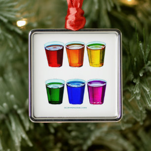 SlipperyJoe's shotglazen zes kopjes horizontaal ge Metalen Ornament