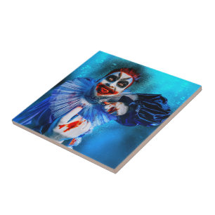 SlipperyJoe's sinistere Halloween-clownfiguur besm Tegeltje
