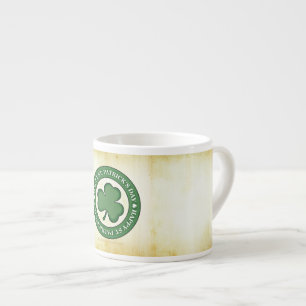 SlipperyJoe's St. Patrick's Day glanzende drieblad Espresso Kop