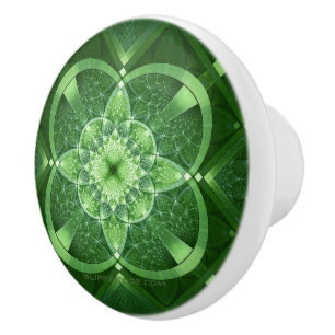 SlipperyJoe's St. Patrick's Day gloeiende vier bla Keramische Knop