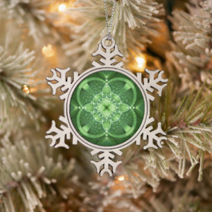 SlipperyJoe's St. Patrick's Day gloeiende vier bla Tin Sneeuwvlok Ornament
