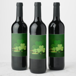 SlipperyJoe's St. Patrick's Day thema kabouter Wijn Etiket