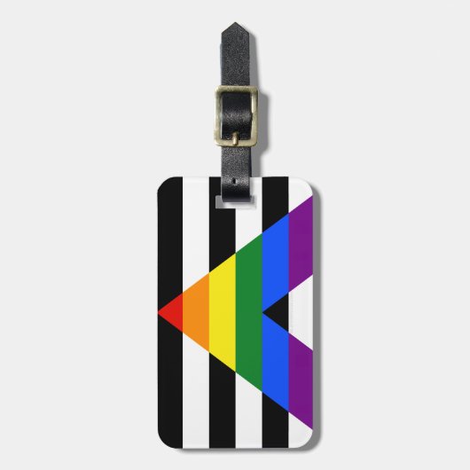 SlipperyJoe's Straight Ally Flag homo geschenken L Bagagelabel (Voorkant verticaal)