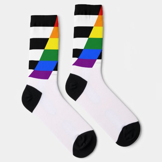 SlipperyJoe's Straight Ally Flag homo geschenken L Sokken (Rechts)