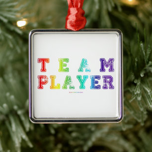 SlipperyJoe's teamspeler gevuld met gladde regenbo Metalen Ornament