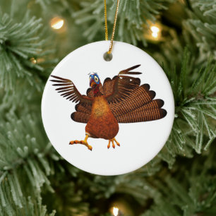 SlipperyJoe's Thanksgiving-gobbel verantwoord live Keramisch Ornament