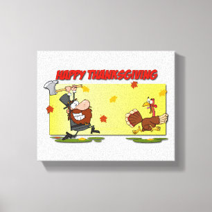 SlipperyJoe's Thanksgiving grappige laat pelgrim r Canvas Afdruk